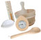 Fenteer Ensemble D'accessoires de Sauna, Lampe de Salle de Sauna à Domicile, Kit Seau et Louche En Bois