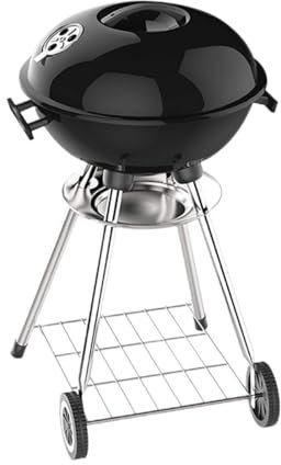 Grill Per Barbecue A Carbone Extra Large Resistente Grill Barbecue BBQ Smaltato Portatile All'aperto Design A Doppio Strato Con Coperchio Rotondo In Smalto Nero Per Campeggio Picnic Giardino Festa(17