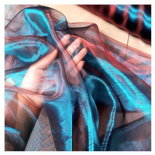 Iridescent Organza Fabric, Sapphire Blue, 5 m x 150 cm, Gradient Organza Lace Fabric, Magical, Shiny Fabric Ribbon, Colourful Transparent Fabrics for Sewing, Tulle Fabric, Decorative Fabric for DIY