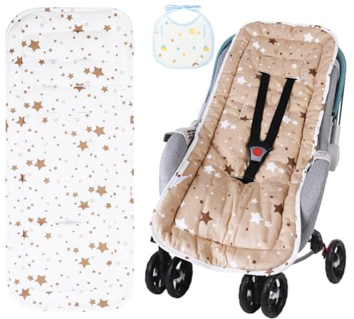 AOGOE Colchoneta para Sillas de Paseo, Cojín Carro Bebe Universal, Forro de Cochecito de Bebé Reversible, Forro para Asiento de Cochecito para El Cochecito y Asiento Carro, Transpirable Suave Algodón