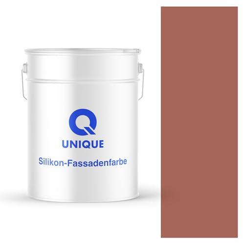 Q UNIQUE Fassadenfarbe Kirschrot 3009 10L – Silikonharz-Außenfarbe, Wetterfest, Selbstreinigend, Hohe Deckkraft, UV-Beständig, Für WDVS, Beton & Mineralische Untergründe