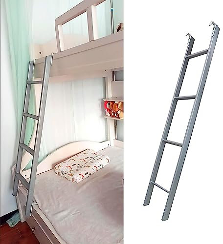 SZITW Échelle de lit superposé en métal, échelle d'escalade argentée, échelle de décoration de lit réglable pour Camping-Car de Grenier, échelle de Remplacement à 4/5 marches, Charge 440 LB (Taill