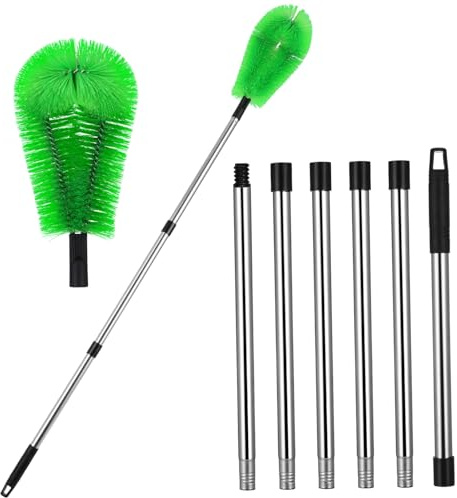Zerodeko Brosse De Nettoyage De Gouttières Télescopique Kit 2 Brosses Vertes 6 Perches Réglables Tête Flexible Pour Nettoyage Toiture Et Espaces Étroits Entretien Maison Polyvalent