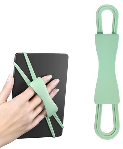 Bequemer Handschlaufenhalter kompatibel mit Kindle, sicheres leichtes Griffzubehör zum Lesen im Bett, kompatibel mit 4.7-8“ Kindle Paperwhite/Oasis/Kobo/E-Books/Tablets (Matcha)