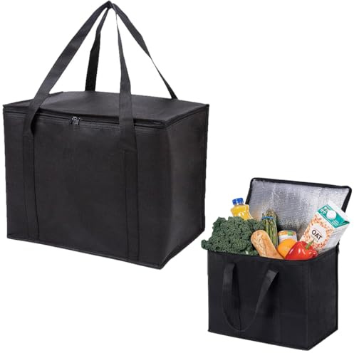 BRDTKUGV Cooler Bag, Food Delivery Bag with Zipper Closure, Reusable Grocery Food Delivery Bags Easy to Carry Design, for Deliverys Camping Picnic Grocery(18 L)