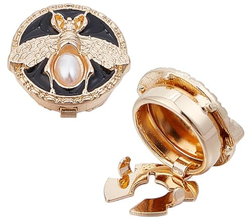 NICENEEDED Boutons de Manchette avec Cache Bouton Boutons de Manchette Décoratifs en Métal avec Motif Abeille pour Manches de Chemise Pas de Boutons à Coudre pour Les Robes