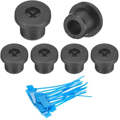 sourcing map 6Pcs Cable Cord Grommet, 3/8(10mm) Rubber Desk Grommets Wire Pass Through Hole Cover with Marked Cable Ties for Home Office Cable Wire Protection, Black