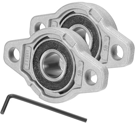 sourcing map Pillow Block Bearing 15/32 (12mm) Bore Zinc Alloy Steel Mounted Flange Pillow Block Self-Alignment Insert Bearings Housing for Machinery Power Agriculture Pack of 2