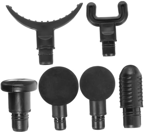 Massagekopf Adapter für Fitness Massagegerät, 6 Stück Abs Schwarz | Austauschbare Aufsätze für Sportmassagegerät, für Fitnesspersonal und Läufer, Kompakt Verstaubar