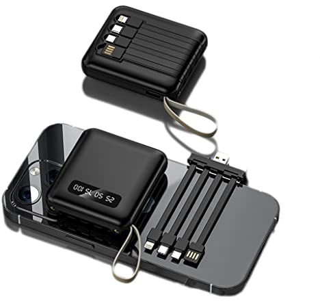 Power Bank 20000 MAh di grande capacità viene fornito con ricarica a quattro fili Treasure Fast Charging portatile (Colore: Schwarz, Dimensioni: 8000mAh)