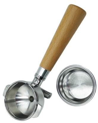 Filtre à café Porta - Poignée en bois - Pour machines à expresso de 58 mm - Avec design ergonomique et design vintage à double oreille