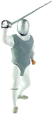 TTETTZ Miniaturfigur Fechter Modell Personenfigur Diorama Figur Sammlerstück Handbemalt Aus Harz mit Feiner Verarbeitung für Modellbau Und Sandtisch Szenerie, Verteidigung Grau