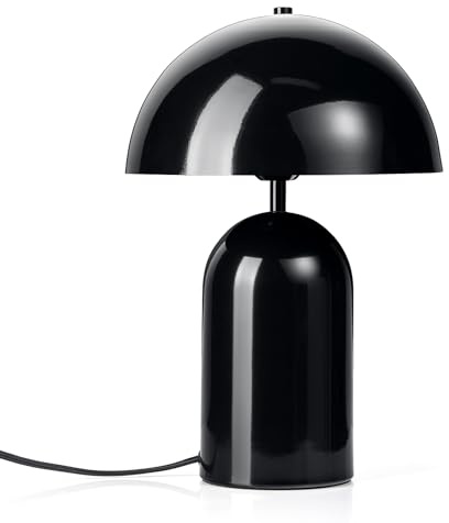 draadwerk® Tischlampe Pilz | Moderne Lampe aus pulverbeschichtetem Metall | Retro Schreibtischleuchte aus Metall | Vintage Lampe mit Kuppelschirm | E27 | Emilia (Schwarz)