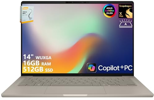 ASUS Zenbook A14 Copilot+ AI PC portatile | 14 WUXGA OLED (100% DCI-P3) | Qualcomm Snapdragon X Plus (fino a 45 top) | 16 GB RAM 512 GB SSD | Per Creator Business Professional Win11 Pro con