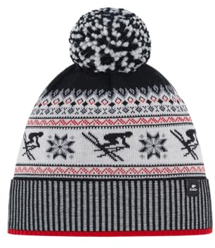 Eisbär Mütze Damen & Herren Retroski Pompon - Merino Wintermütze Unisex mit Fleece schützt vor Kälte und Wind - Bommelmütze warme Skimütze Bequeme Haube aus Österreich
