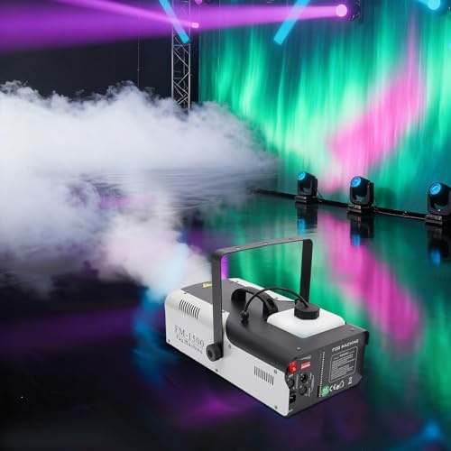 1500W Nebelmaschine, Smoke Machine Tragbare Bühnennebelmaschine mit Fernbedienung, 9 LED Licht, RGB Effekt, Mini Fog Rauchmaschine für DJ Disco Party, Halloween, Hochzeiten
