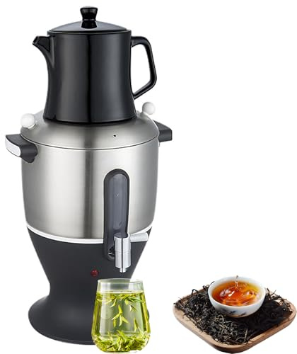 Macchina per il tè Samovar elettrico 1500 W, bollitore a doppia pentola in acciaio inossidabile da 6 litri con infusore, funzione di mantenimento in caldo, per casa e ufficio