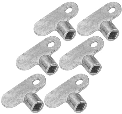 OUNONA 6pcs Radiator Vent Valve Keys Set, Small 3x2.4cm Square Air Bleed Plumbing Valves Tools for Heating Pipe Maintenance