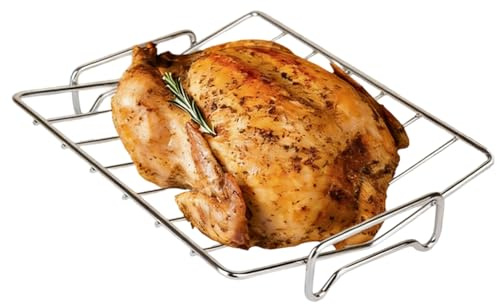 szaluyk Grille à rôtir pour Dinde - en Forme de V - Support antidérapant et résistant à la Chaleur - en métal - pour la Cuisson au Four, à la Viande de Poulet, à la Maison