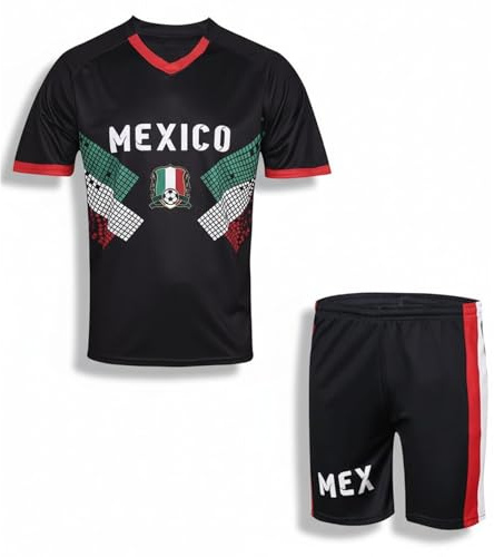 Generico Completo Sportivo da Ragazzo, Comodo, con Maglietta a Maniche Corte e Pantaloncini, per Abbigliamento Sportivo Giovanile per Bambini (Black, 9-10 Anni)
