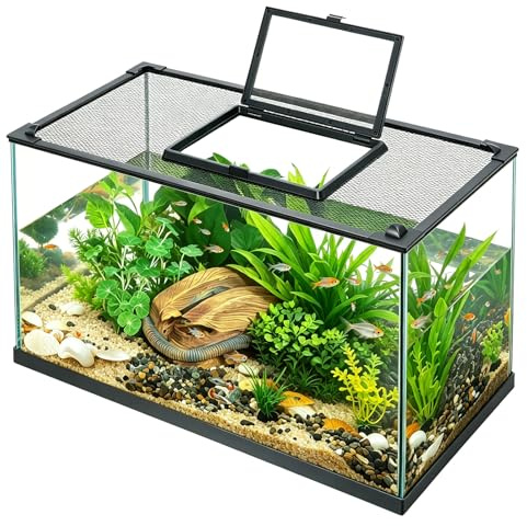 Magnetic Fish Tank Cover Net with Feeding Window(39.4X19.7,100x50cm) | Highly breathable, freely customizable, silent opening and closing, with feeding frame