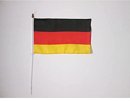 Drapeau Allemagne 45x30cm HAMPE blanche - LOT DE 10 Drapeaux allemand 30 x 45 cm - AZ FLAG