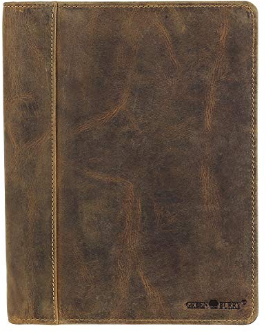 Greenburry Vintage A5 Reißverschluss Leder Schreibmappe Konferenzmappe Aktenmappe Dokumenten Collegemappe Mappe BV-GB-5M-25