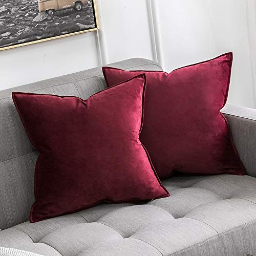 MIULEE 2-pack fyrkantiga kuddöverdrag i mjukt dekorativt sammet för vardagsrum, soffa, sovrum, med osynlig dragkedja | Set med 2 supermjuka kuddfodral heminredning vardagsrum sovrum för soffa klickklämma
