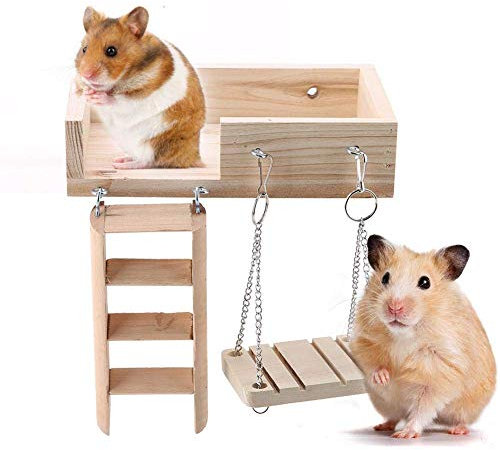 Hölzernes Hamsterspielzeug, Hamsterspielzeug Hamsterschaukelspielzeug Haustierspielzeug, Kletterausrüstung, zum Springen zum Krabbeln eines kleinen Haustieres