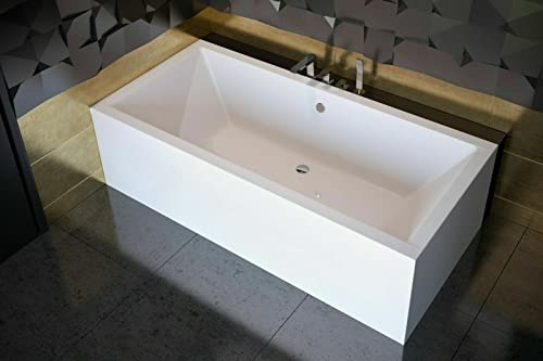 Eckbadewanne Acryl Badewanne 155/160/170/175/180/190 cm weiß QUADRO mit Schürze (170 x 75 cm)