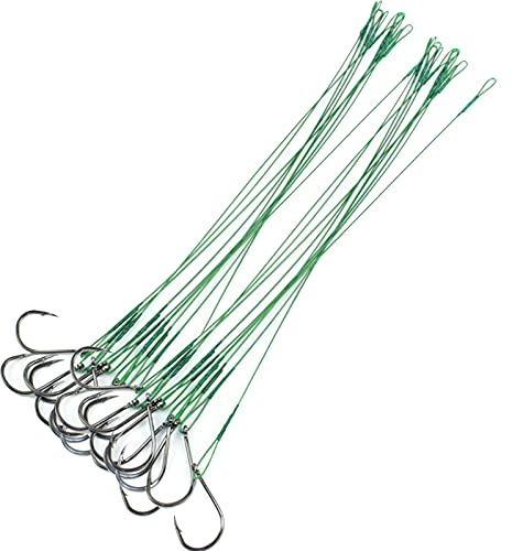 Angelhaken aus Kohlenstoffstahl Salzwasserfisch Widerhaken Stahl Angeln Vorfach Hecht Widerhaken Karpfen Angelhaken Kohlenstoffstahl Scharf Haken für Salzwasser Raubfische, Hidden-Hauptschnur 30PCS