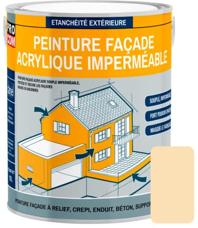 Peinture façade PROCOM crépi, façade à relief, imperméabilisation et protection des façades - Durable jusqu'à 10 ans 2.5 litres
