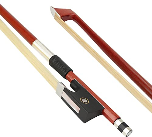 LMS Violin Bow Full Size 1/4 Brazilwood Violin Bows Lightweight Bow Well Balance Fiddle Bow Made with Ebony Frog Mongolian White Horse Hair for Violin Student Professional (1/4)
