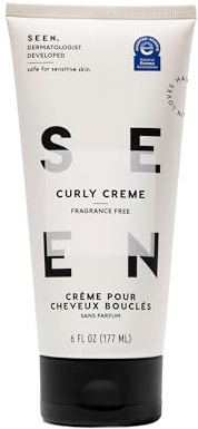 SEEN Curly Creme, Fragrance Free - Non-Comedogenic Curl Defining Styling Hair Cream - Dermatologist-Developed - Anti-Frizz- Heat Protectant - Safe for Sensitive Skin