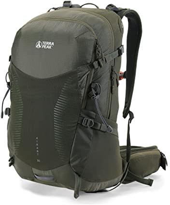 Terra Peak - Wanderrucksack Airant 30 Rückenbelüftung für Damen & Herren mit belüftetem Netz-rücken grün - zum Wandern und Camping mit Trinksystem-Vorbereitung - unisex outdoor Backpack leicht