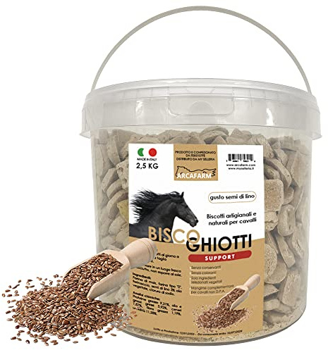 Biscoghiotti Support Biscotti Artigianali ai Semi di Lino per Cavalli 2,5 KG - Snack per favorire la digestione, il benessere intestinale, e rendere lucido il pelo - 100% Made in Italy, 100% Naturali