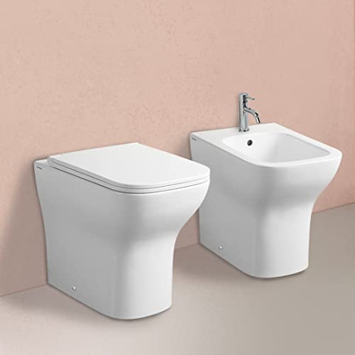 Kiamami Valentina - Standbidet und WC ohne Spülrand weiß glänzend | Swing