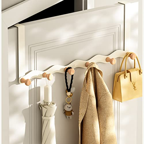 YALIZA Türgarderobe, Türgarderobe Zum Einhängen mit 4/5/6 Türhaken Aus Holz für Hängende Jacken Mäntel Hoodies Handtaschen (Color : White(2pcs), Size : 6 Hooks)