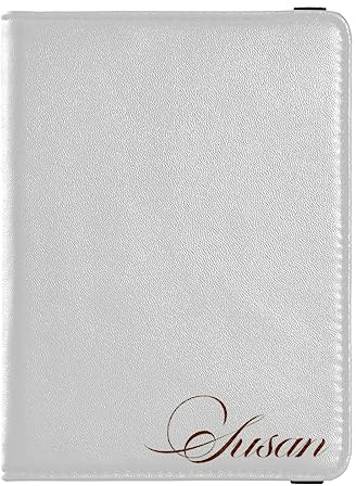 Personalisierte Reisepasshülle, Brieftasche, Kombi, individueller Name, PU-Leder, Reisepass, Impfkarten-Schutz für Damen und Herren, Reisegeschenk, Hellgrau, Einheitsgröße
