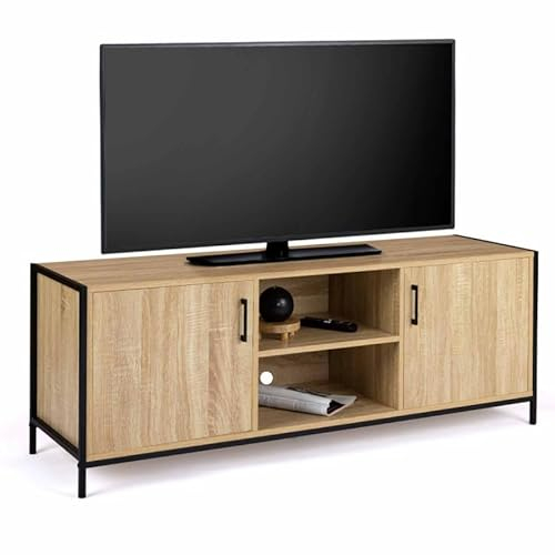 IDMarket - Meuble TV 140 cm Detroit 2 Portes Design Industriel