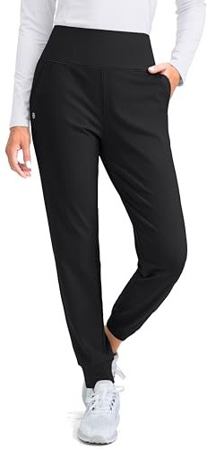 G Gradual Women's Fleece Lined Joggers High Waisted Water Resistant Thermal Hiking Pants Cold Weather Sweatpants with Pockets(Black,M)