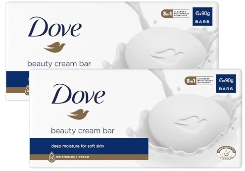 Dove Orginal Beauty Cream Bar 3 in 1, reinigt, spendet Feuchtigkeit und pflegt, sulfatfreie Badeseife für weiche und geschmeidige Haut, geeignet für die tägliche Anwendung, 6 x 90 g, 2er-Pack