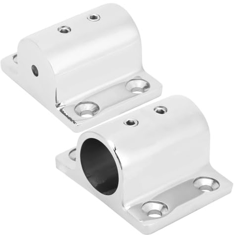 equlup Accesorio de pasamanos para Barcos, 2 Piezas de Tubo Marino de Acero Inoxidable, Montaje en Base Rectangular, Tubo para Barco, Base Cuadrada, Accesorio de Hardware para Yates