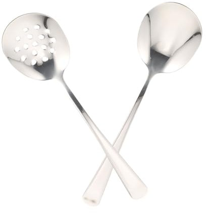 Cabilock Ergonomic Dinner Spoons Set 2 Small Serving Spoons Stainless Steel Slotted Utensils Kitchen Accessory