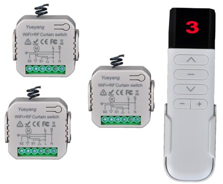 Kit Interruttore Tapparelle WiFi Intelligente (3 Pezzi interruttore+ Telecomando RF) - Compatibile con Google Home, Alexa, App Tuya/Smart Life, Controllo Manuale e Remoto (3)