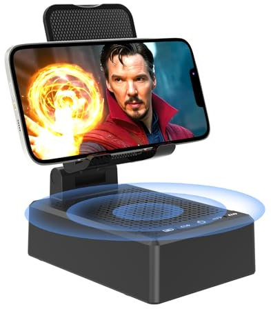 Regalos para hombres y mujeres, soporte para teléfono celular con altavoz Bluetooth inalámbrico, base antideslizante, sonido envolvente HD compatible con teléfonos inteligentes iPhone, gadgets
