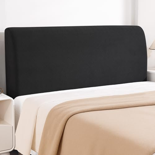 YSTELLAA Copri Testata Letto Singolo, 120CM, Coprispalliera Letto Elasticizzata, Universale Copertura Testiera Letto Singolo Lavabile, Headboard Cover Antipolvere, Nero