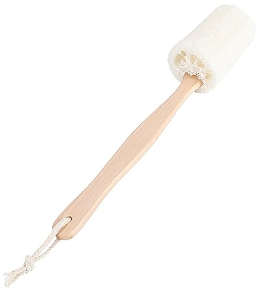DONFAMDS Brosse Corporelle Exfoliante en Luffa Naturelle 36x10 Cm Manche Long en Bois pour Homme et Femme Bain Bain Nettoyage Peau Sèche Grasse