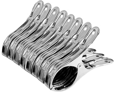 Topolenashop 8 Mollette Grandi 14 cm in Acciaio Inox Antiruggine | Clip Resistenti per Teli Mare, Lenzuola, Coperte, Bucato | Set Multiuso da Esterno – Campeggio, Spiaggia, Balcone – Modello 72806