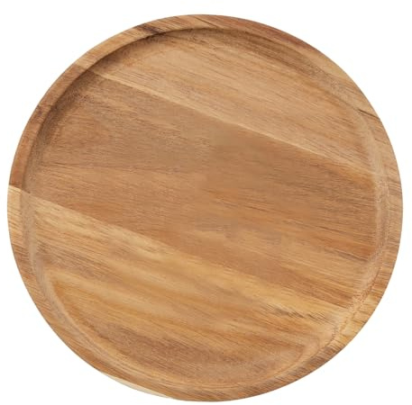 Alex Nash Acacia Wood Round Decorative Tray – Small Rustic Wooden Centrepiece for Candles, Coffee Table & Home Décor – Serving Tray and Snack Board for Kitchen, Cheese & Charcuterie – 21x21cm (1)